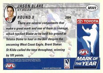 2005 Select Tradition AFL - Mark of the Week #MW9 Jason Blake Back
